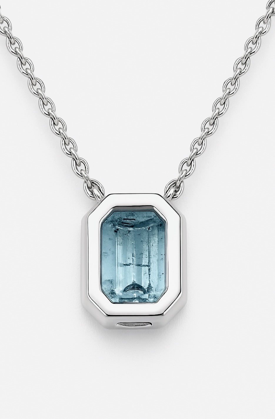 Rectangle Aquamarine Necklace Pendant