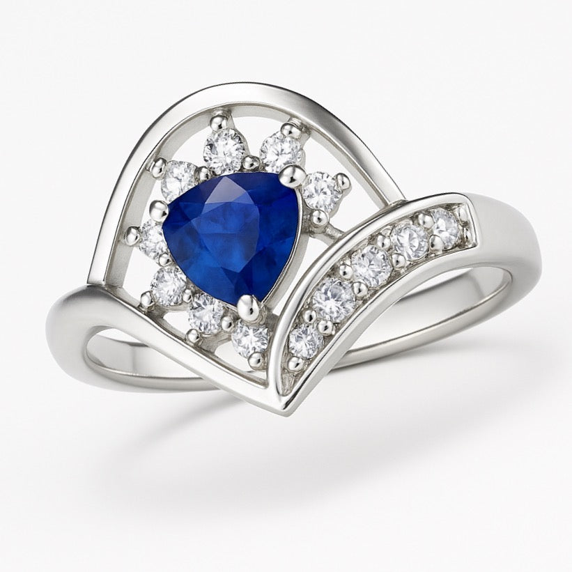 1ct Trillion Natural Blue Sapphire Statement Ring