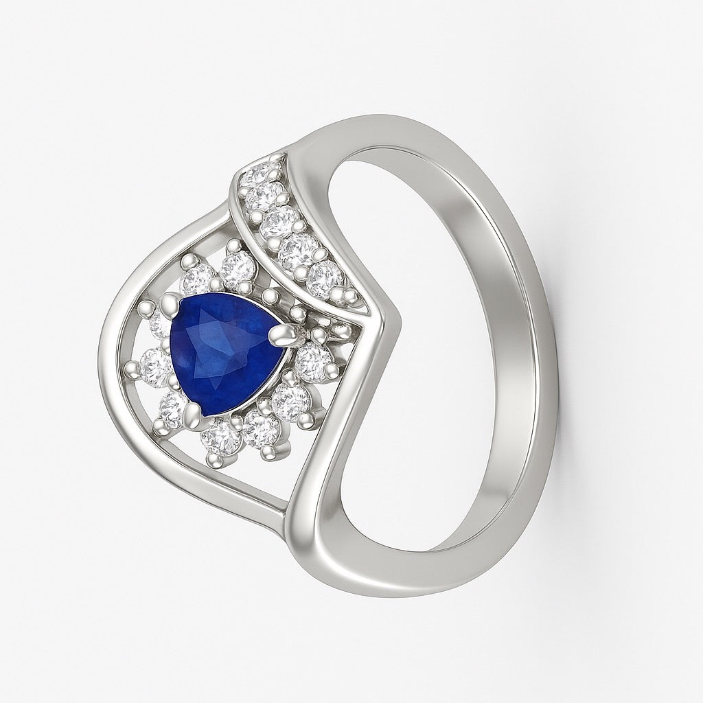 1ct Trillion Natural Blue Sapphire Statement Ring