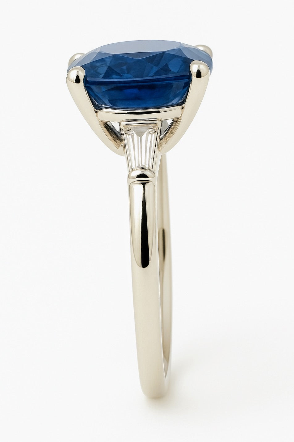 2ct Cushion Natural Blue Sapphire Ring