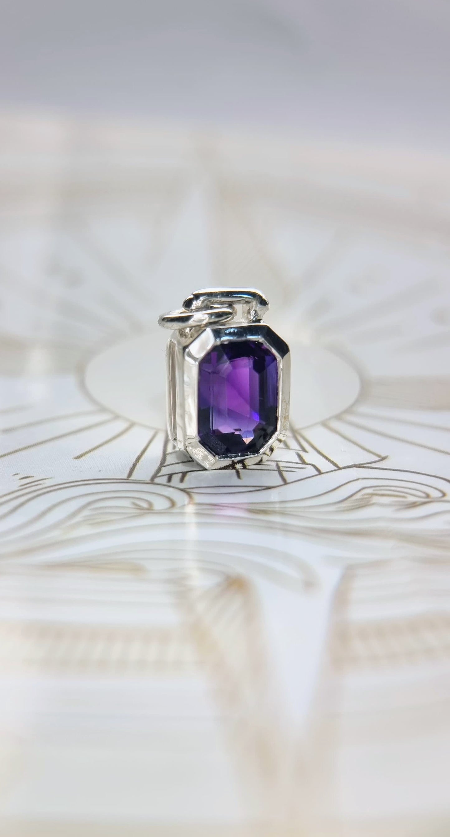 1.8ct Emerald-Cut Amethyst Sailor Pendant in Sterling Silver