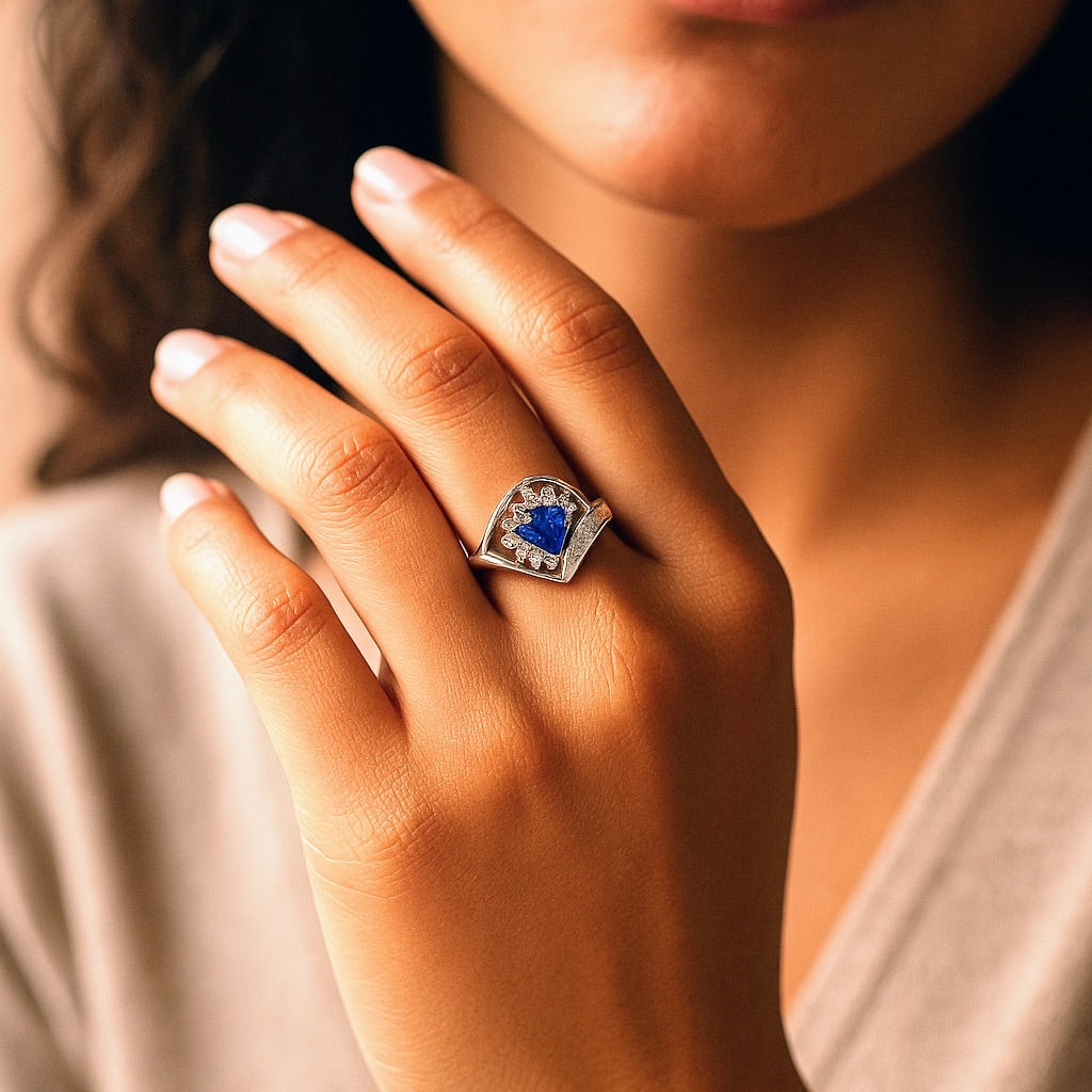 1ct Trillion Natural Blue Sapphire Statement Ring