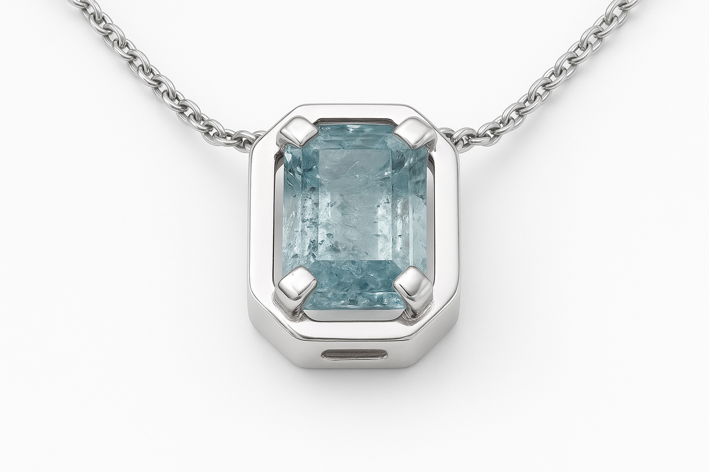 Rectangle Aquamarine Necklace Pendant