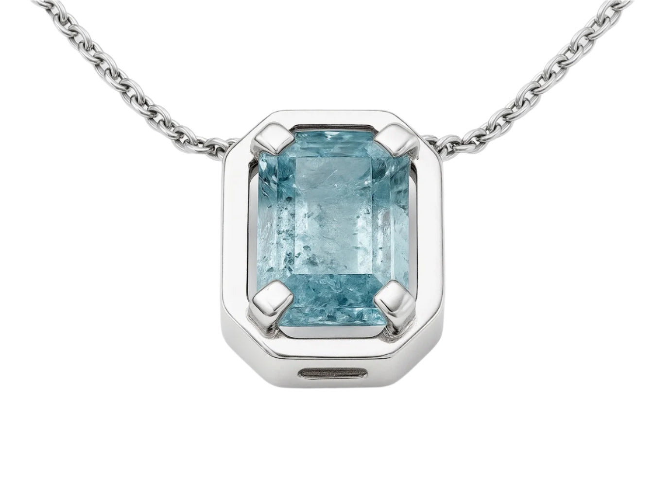 Rectangle Aquamarine Necklace Pendant