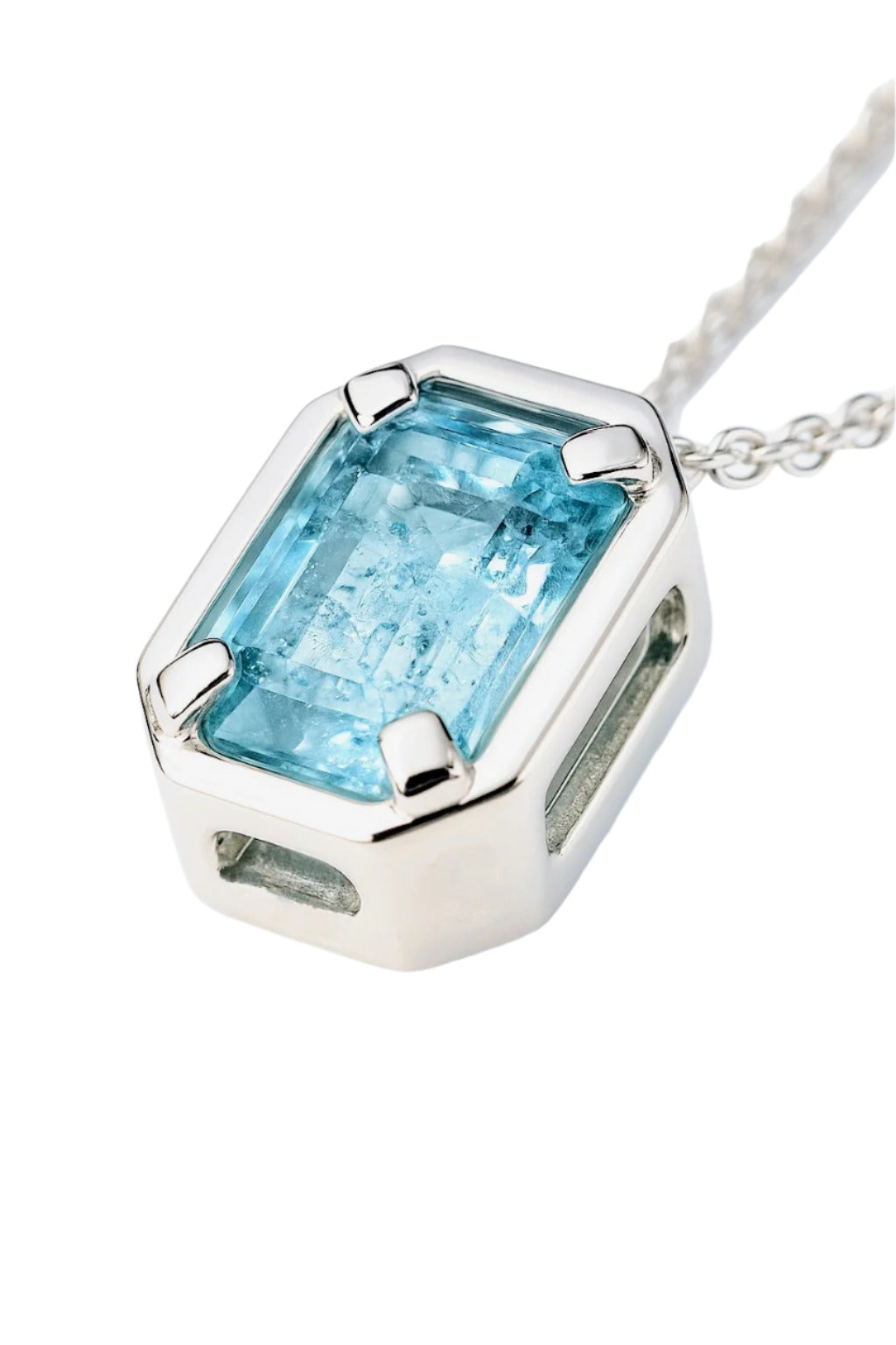 Rectangle Aquamarine Necklace Pendant