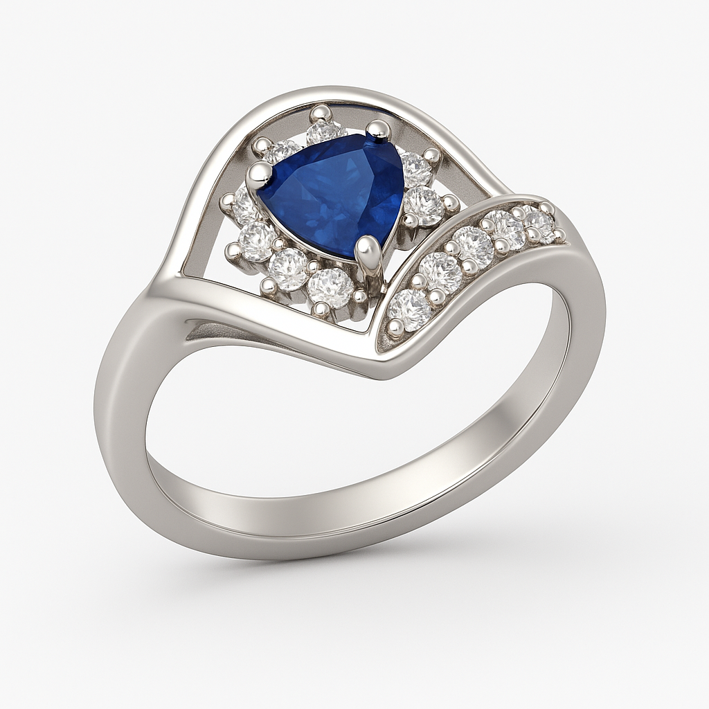 1ct Trillion Natural Blue Sapphire Statement Ring