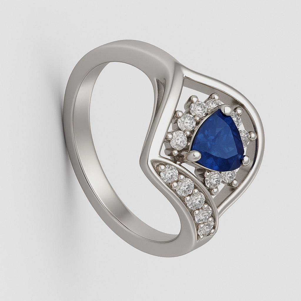 1ct Trillion Natural Blue Sapphire Statement Ring