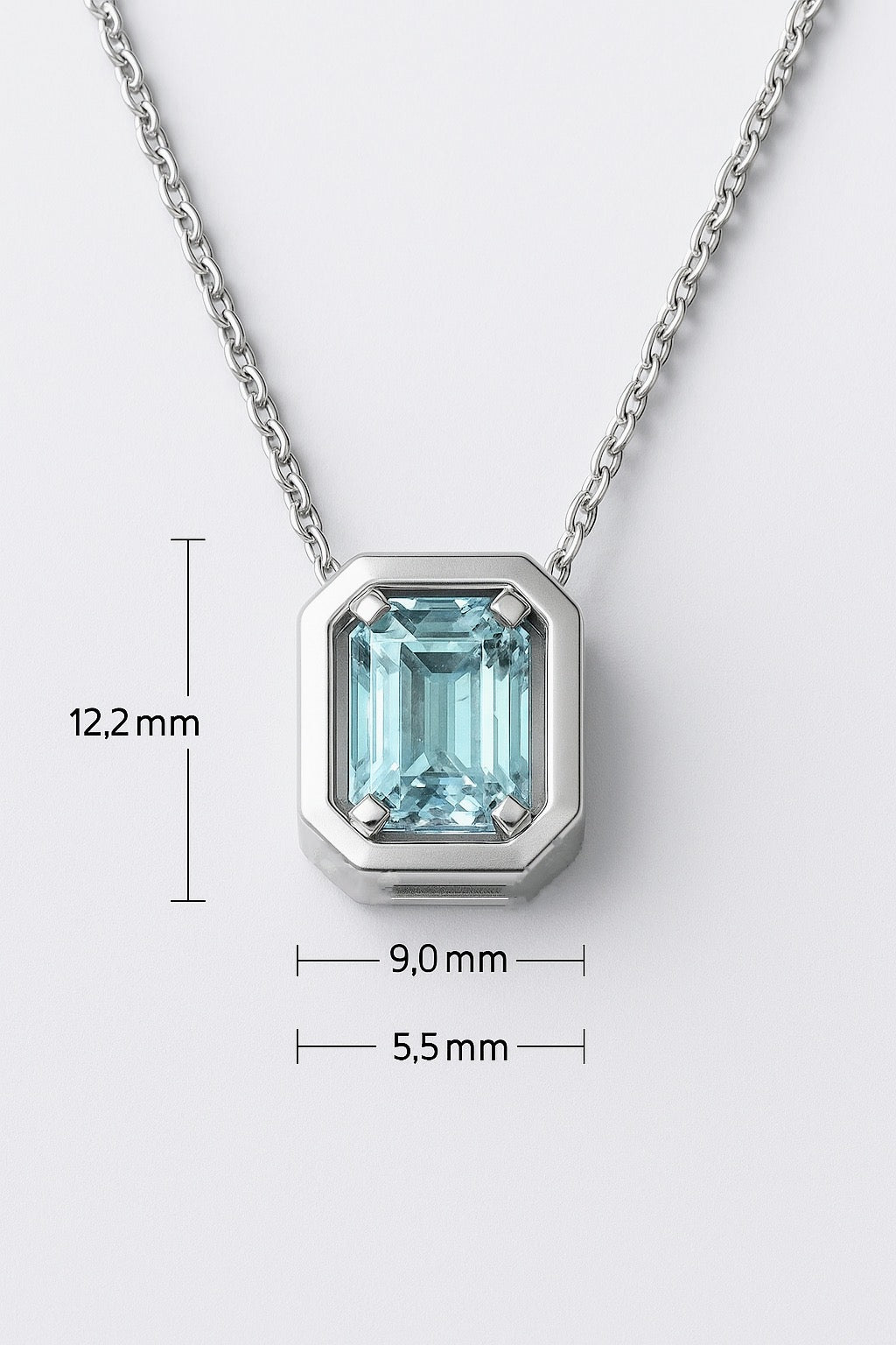 Rectangle Aquamarine Necklace Pendant