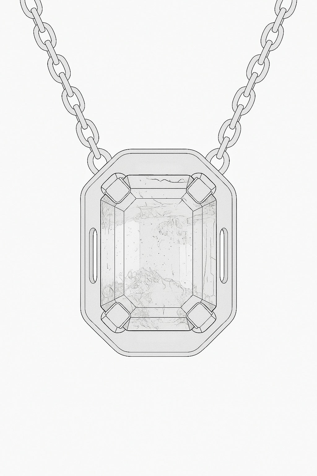 Rectangle Aquamarine Necklace Pendant