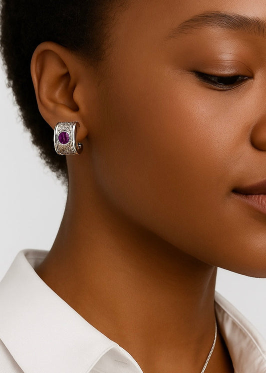 Handmade BENYA Amethyst Lever-Back Earrings