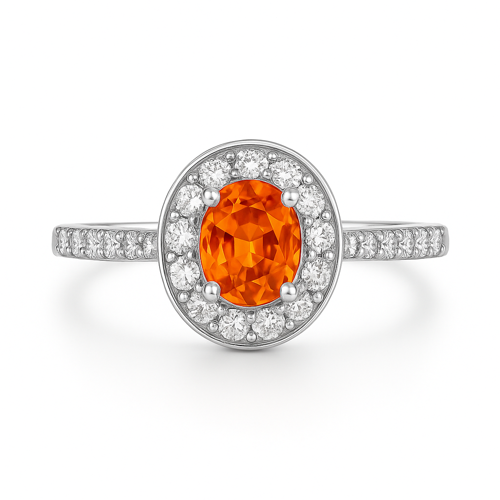 Oval Natural Orange Sperssetite Engagement Style Ring