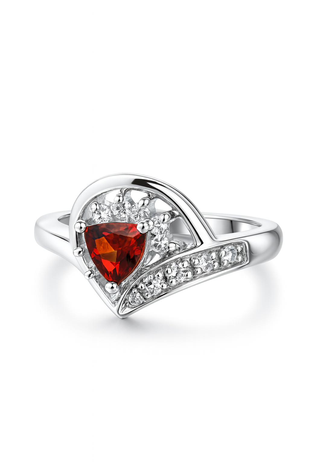 Trillion Natural Sperssetite Garnet Statement Ring