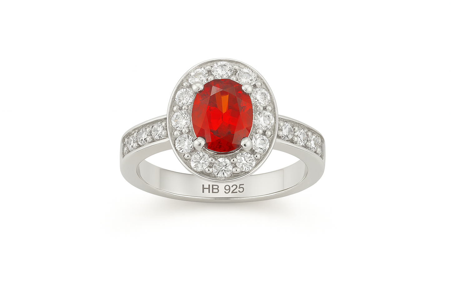 Oval-Cut Garnet Halo Ring – Sterling Silver