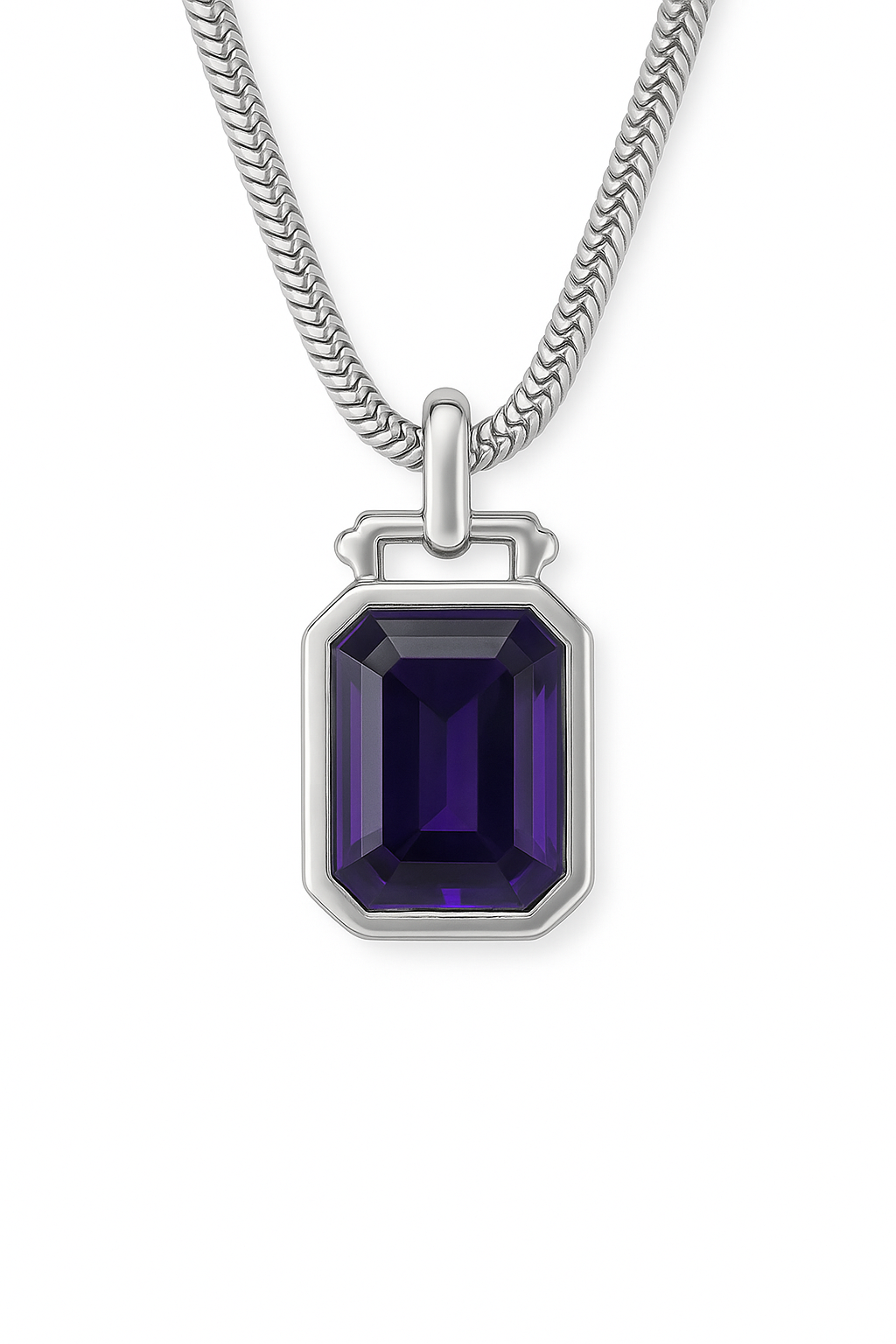 1.8ct Emerald-Cut Amethyst Sailor Pendant in Sterling Silver