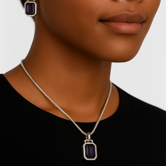 1.8ct Emerald-Cut Amethyst Sailor Pendant in Sterling Silver