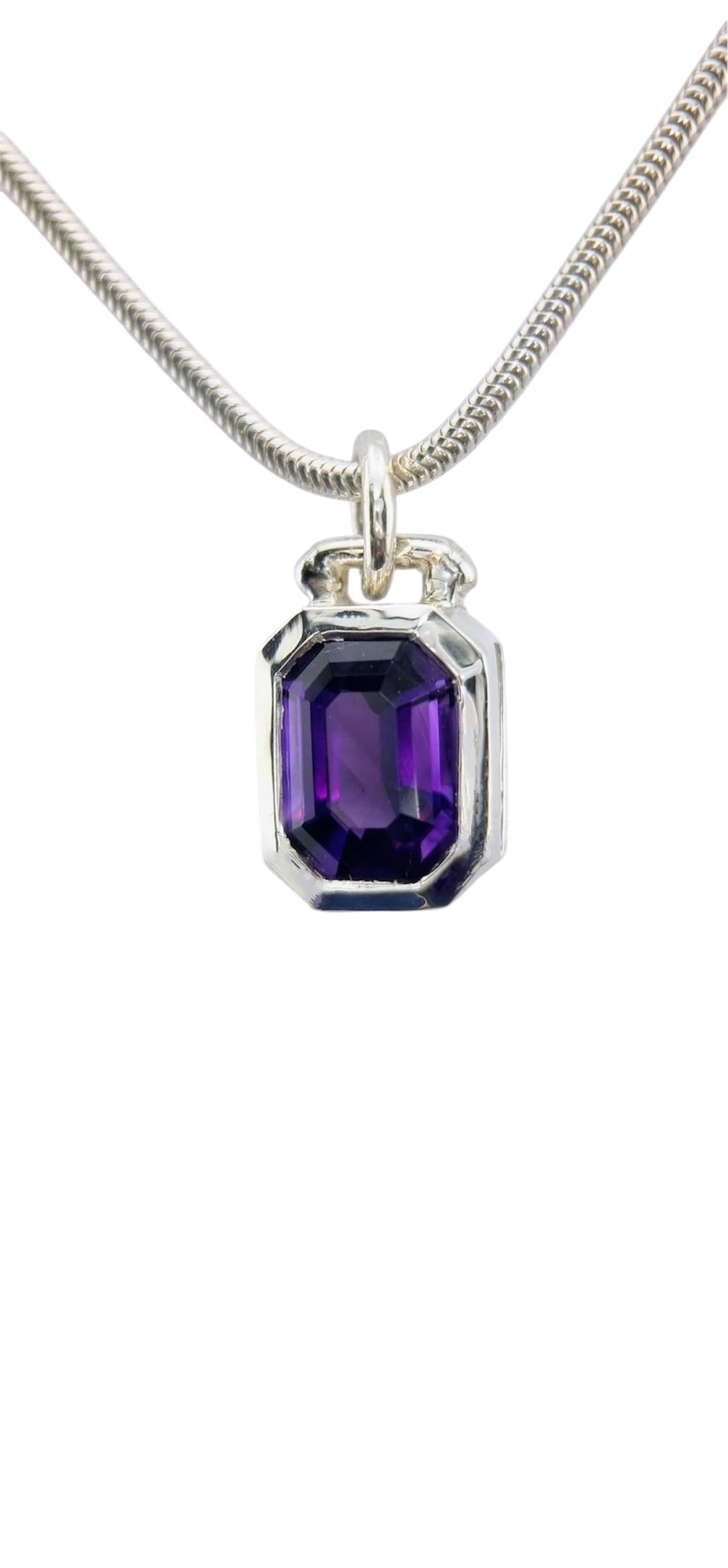 1.8ct Emerald-Cut Amethyst Sailor Pendant in Sterling Silver