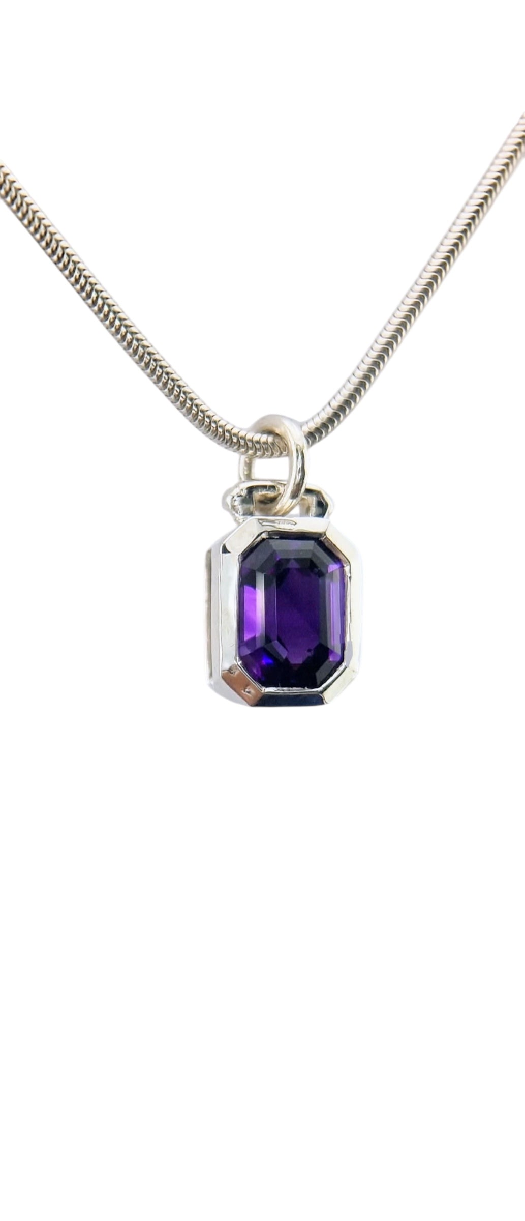1.8ct Emerald-Cut Amethyst Sailor Pendant in Sterling Silver