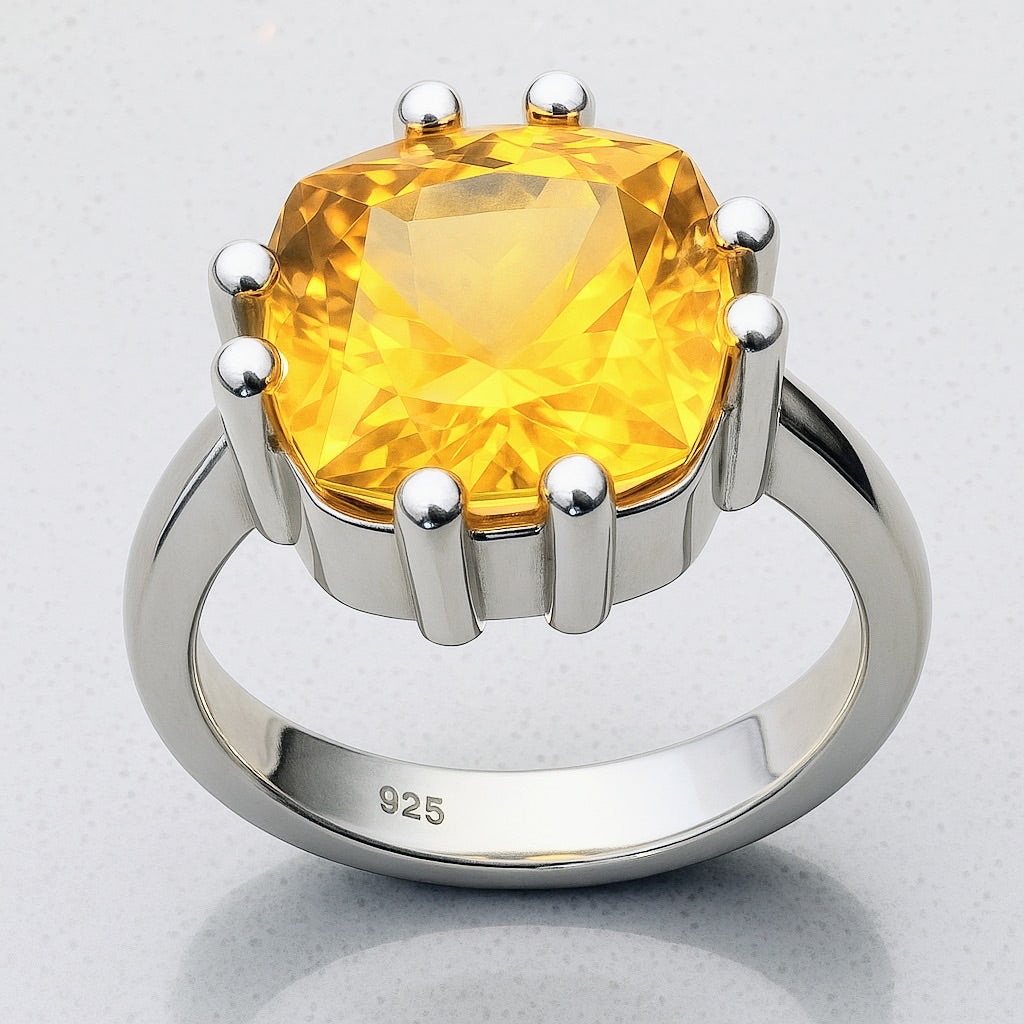 11ct Cushion Cut Natural No Heat Citrine Ring - Hanna Boya
