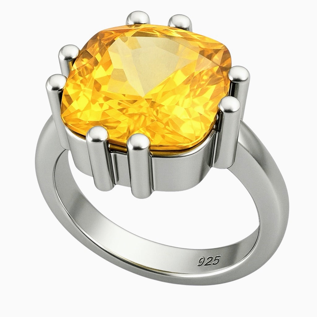 11ct Cushion Cut Natural No Heat Citrine Ring - Hanna Boya
