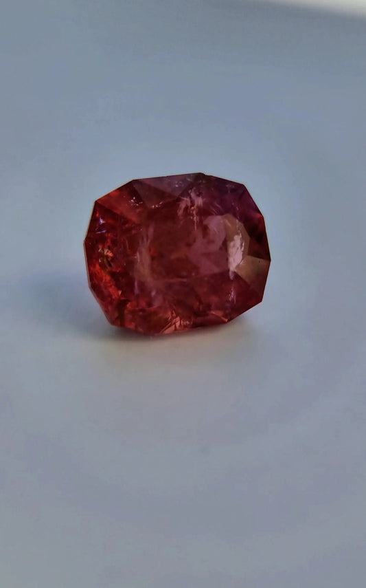 Cushion-cut 7.42ct Pink Tourmaline Gemstone showcasing rich pink tones. A unique gift for gemstone collectors or fine jewelry enthusiasts.