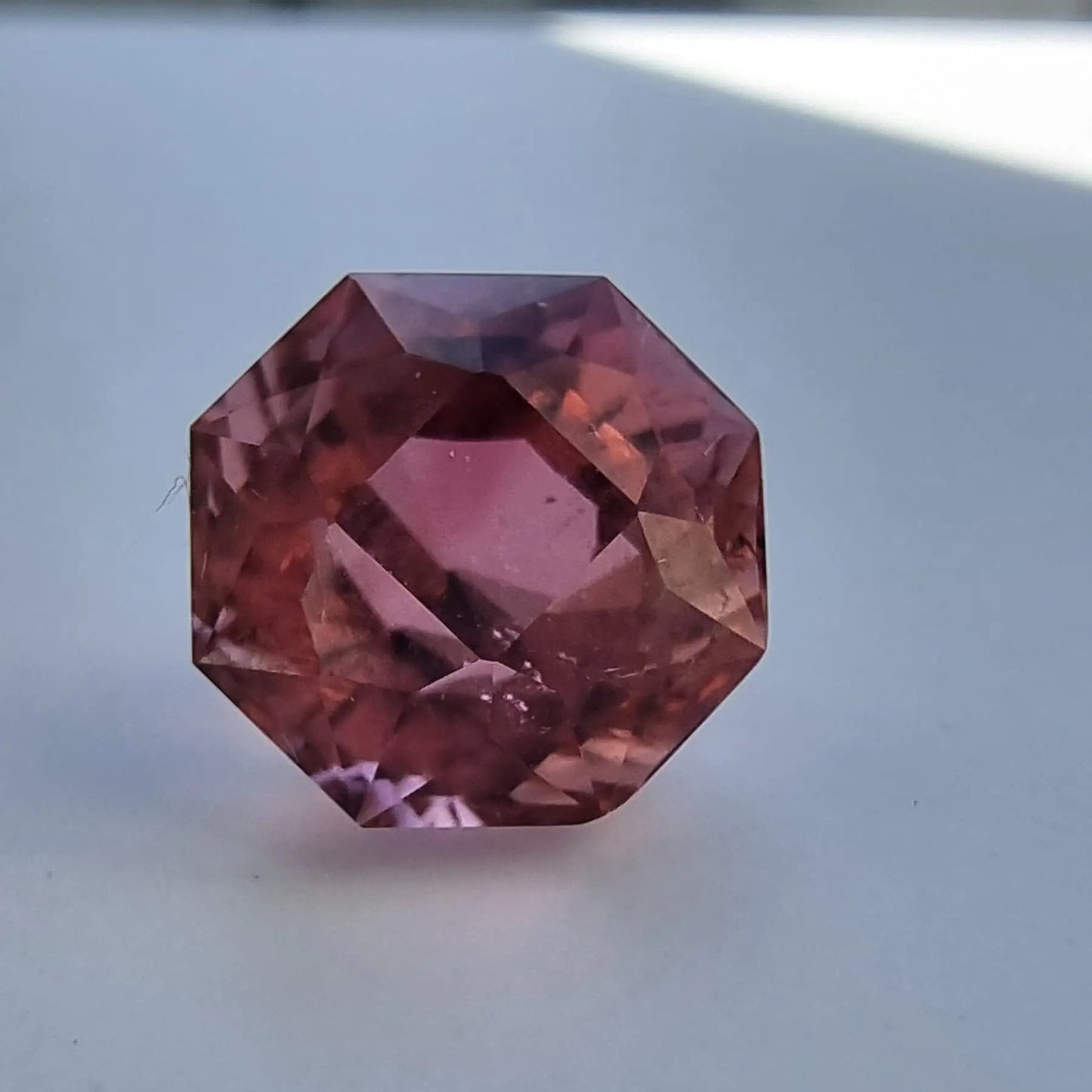 Authentic 5.28ct natural pink tourmaline gemstone with a rare octagonal cut. A vibrant and untreated gem, perfect for rings or pendants.