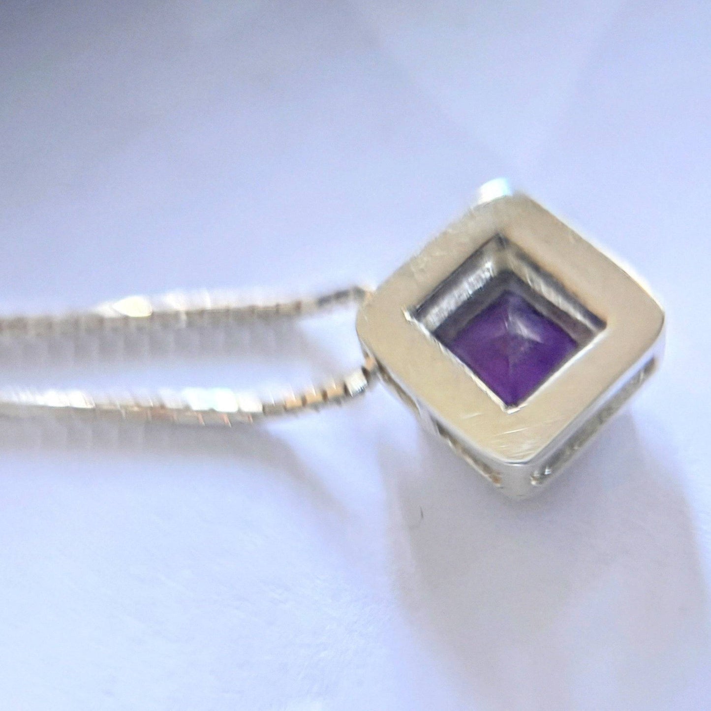 Handmade Square Cut Amethyst Necklace Pendant - Hanna Boya