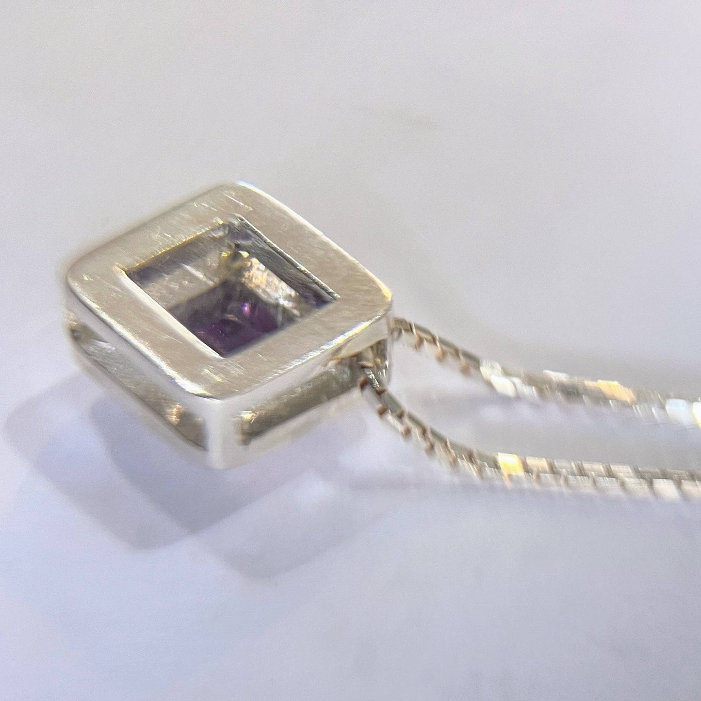 Handmade Square Cut Amethyst Necklace Pendant - Hanna Boya