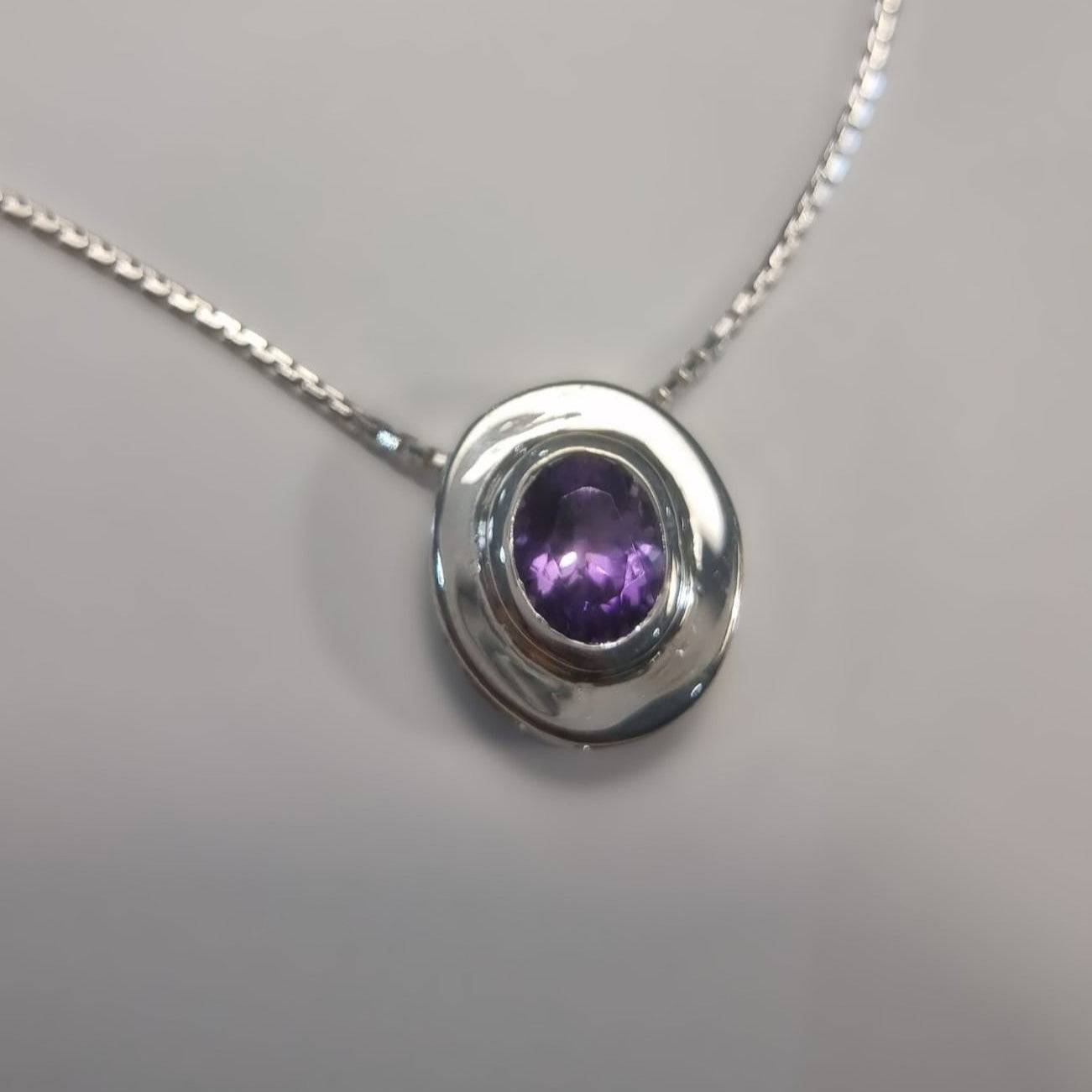 Oval-Cut Amethyst Pendant Necklace in Sterling Silver - Hanna Boya
