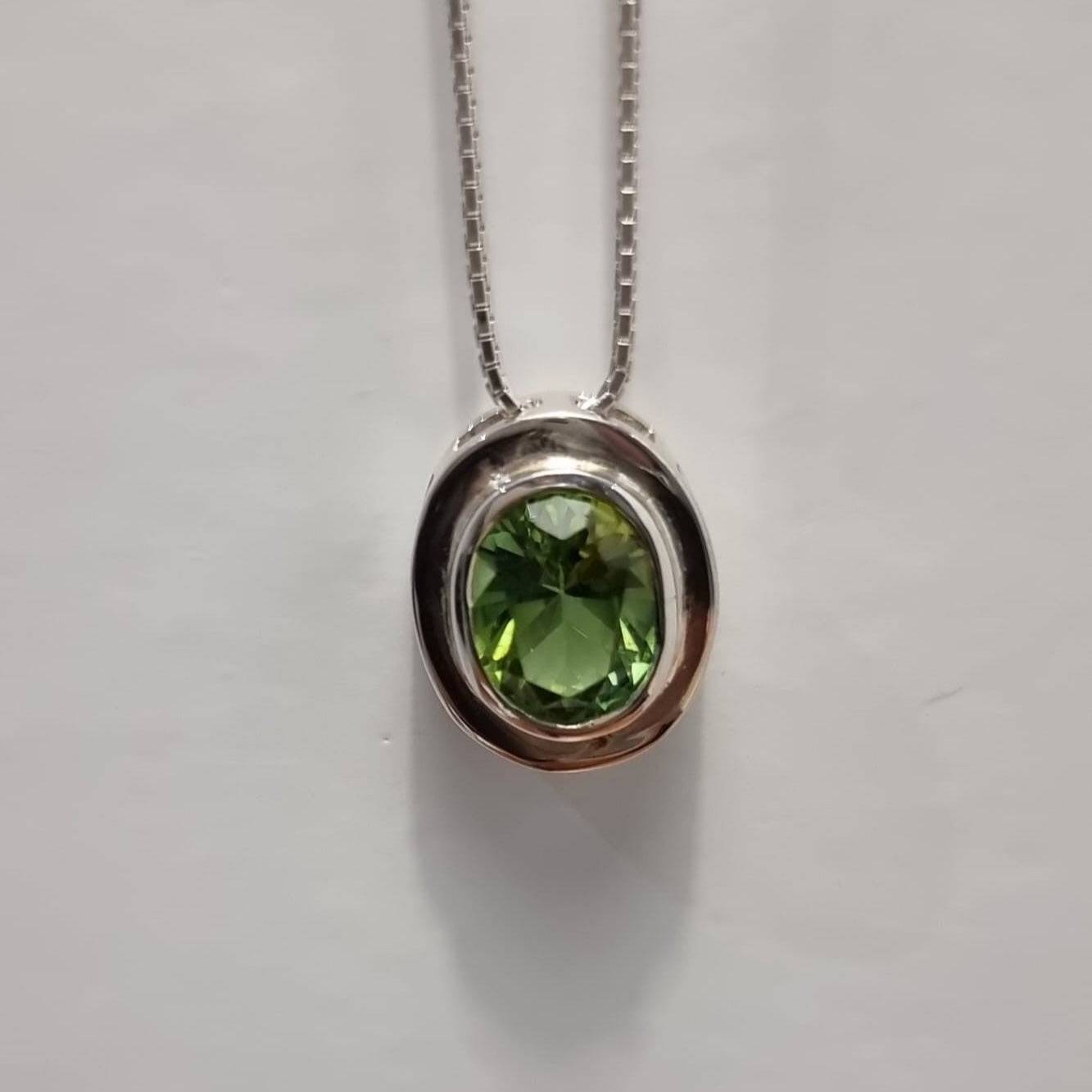 Oval Cut Natural Rare Yellow-Green Citrine Necklace Pendant - Hanna Boya