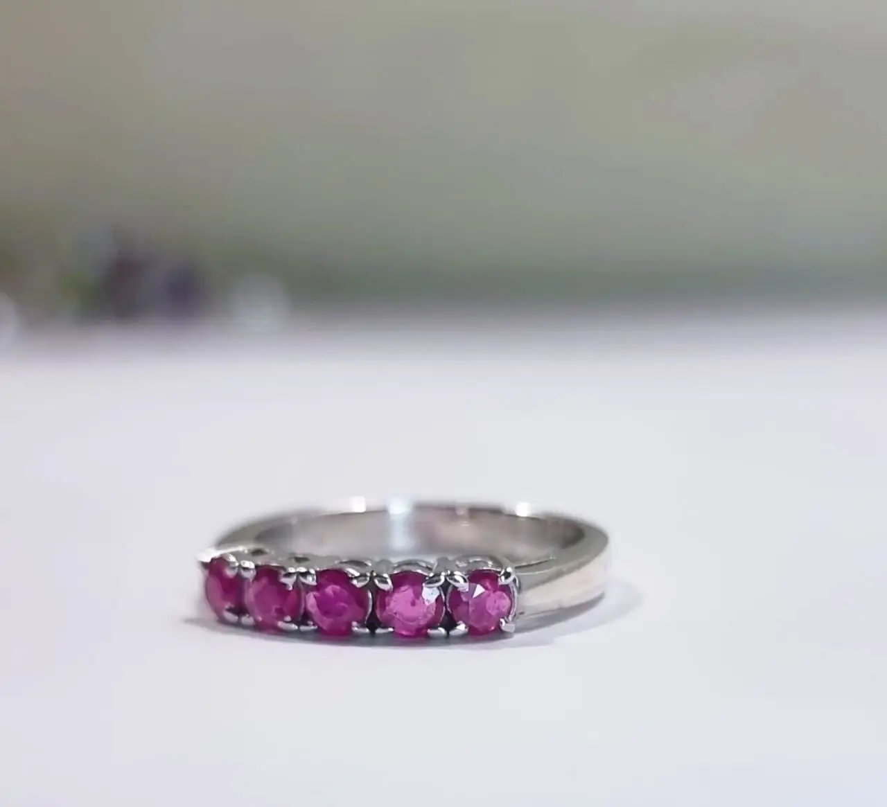 1.25ctw Round Cut Natural Pink Sapphire Band Ring - Hanna Boya