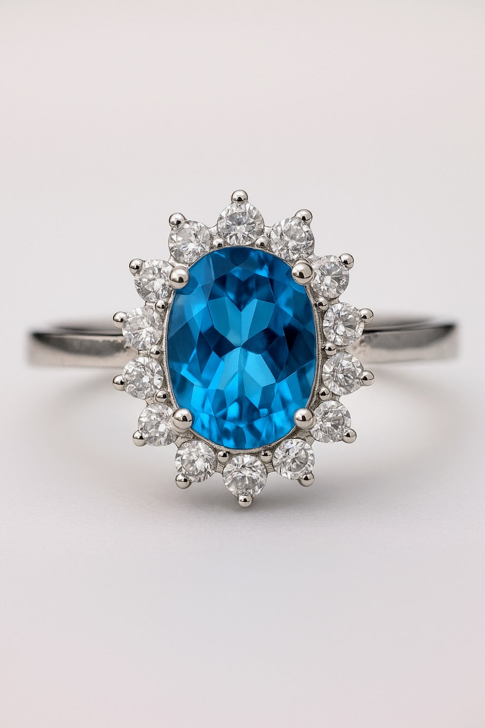 1ct Oval Natural Blue Topaz Statement Ring - Hanna Boya