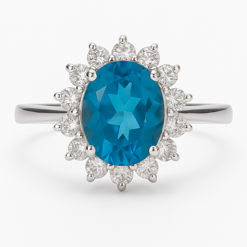 1ct Oval Natural Blue Topaz Statement Ring - Hanna Boya
