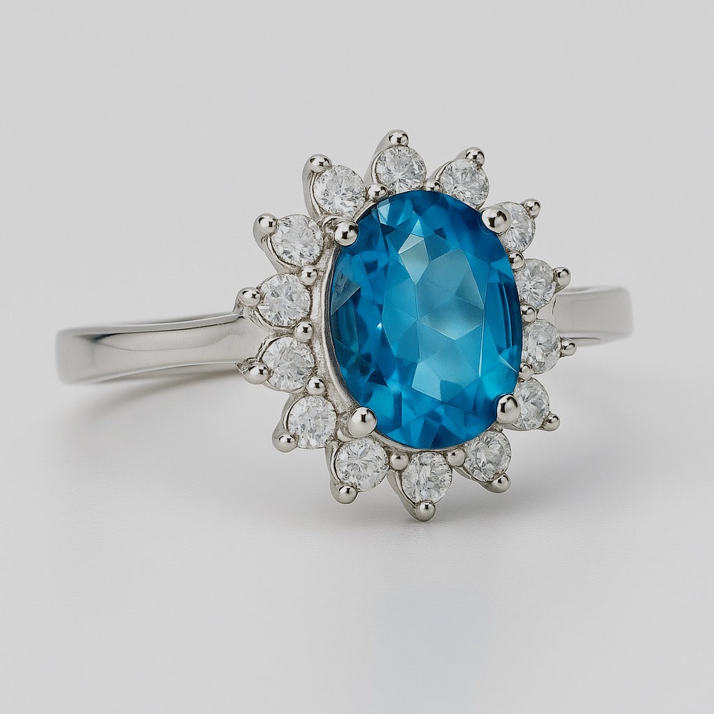 1ct Oval Natural Blue Topaz Statement Ring - Hanna Boya