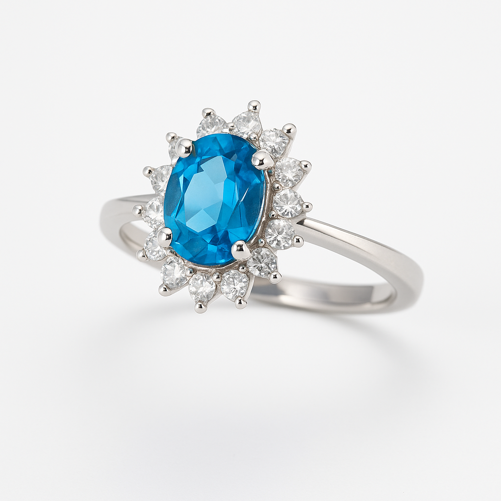 1ct Oval Natural Blue Topaz Statement Ring - Hanna Boya