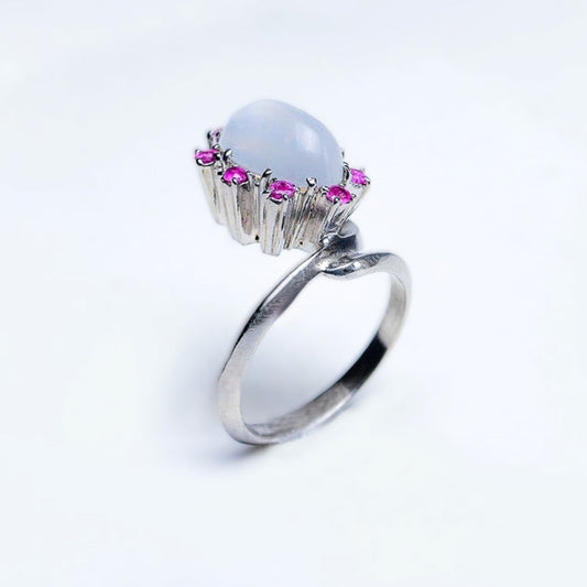 2ct Moonstone Natural Pink Ruby Cocktail Ring - Hanna Boya