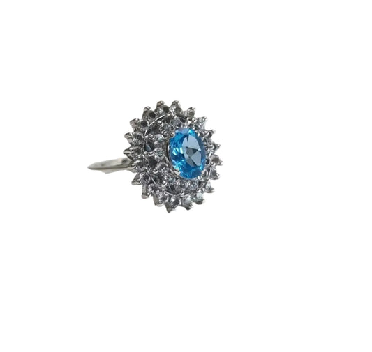 2ct Oval Blue Topaz Silver Cocktail Ring - Hanna Boya