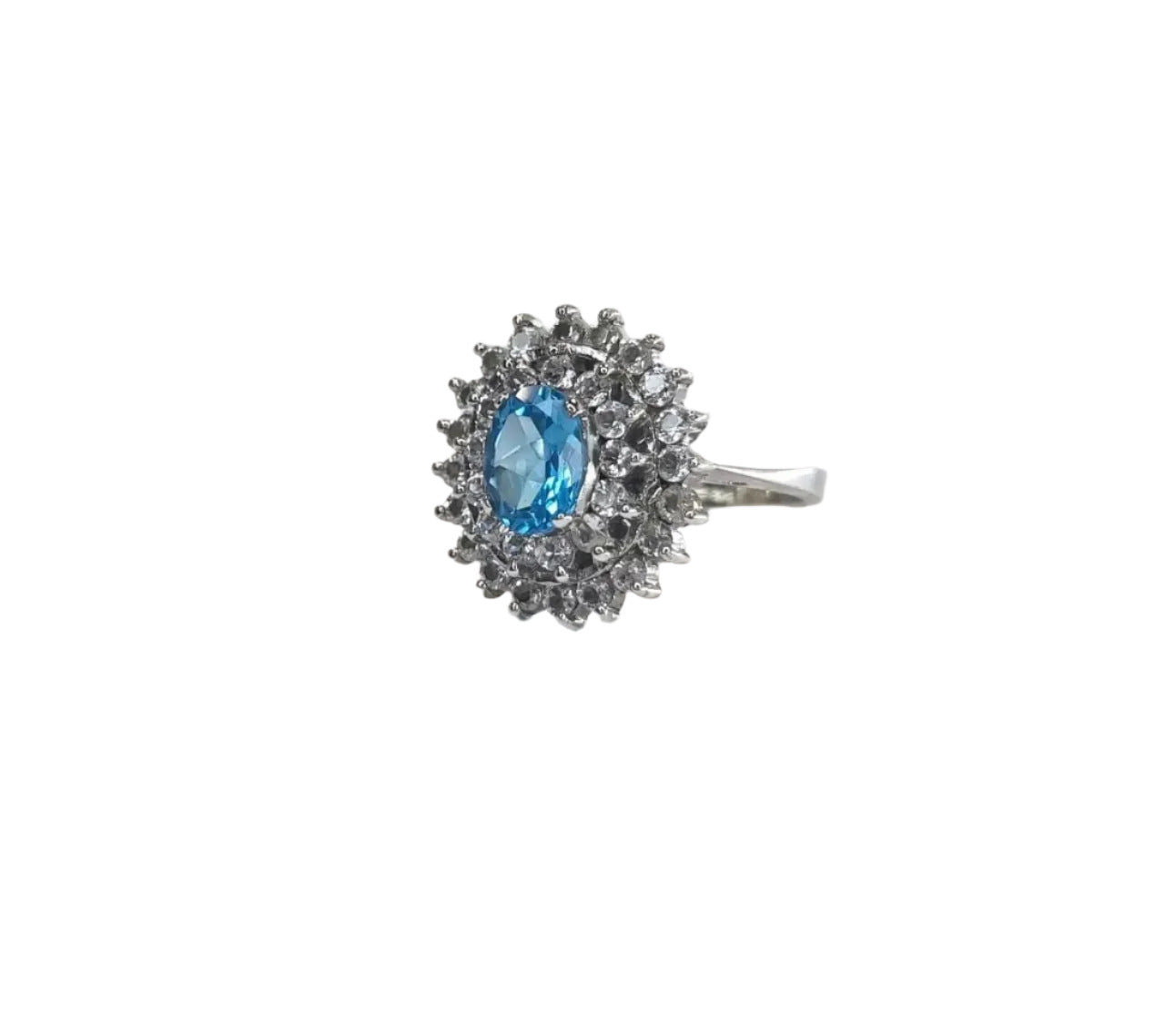2ct Oval Blue Topaz Silver Cocktail Ring - Hanna Boya