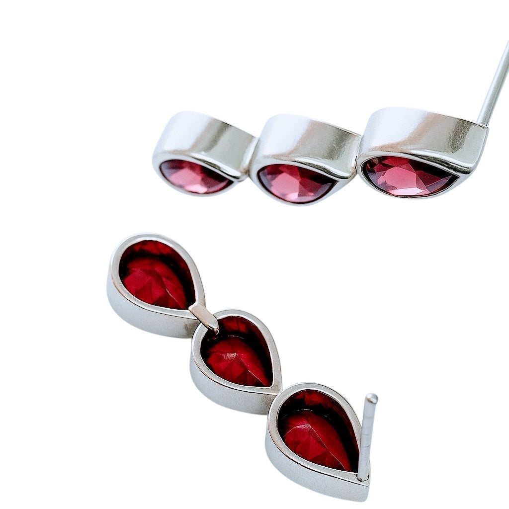 1.5ct Pear Red Garnet Pin Earrings - Hanna Boya