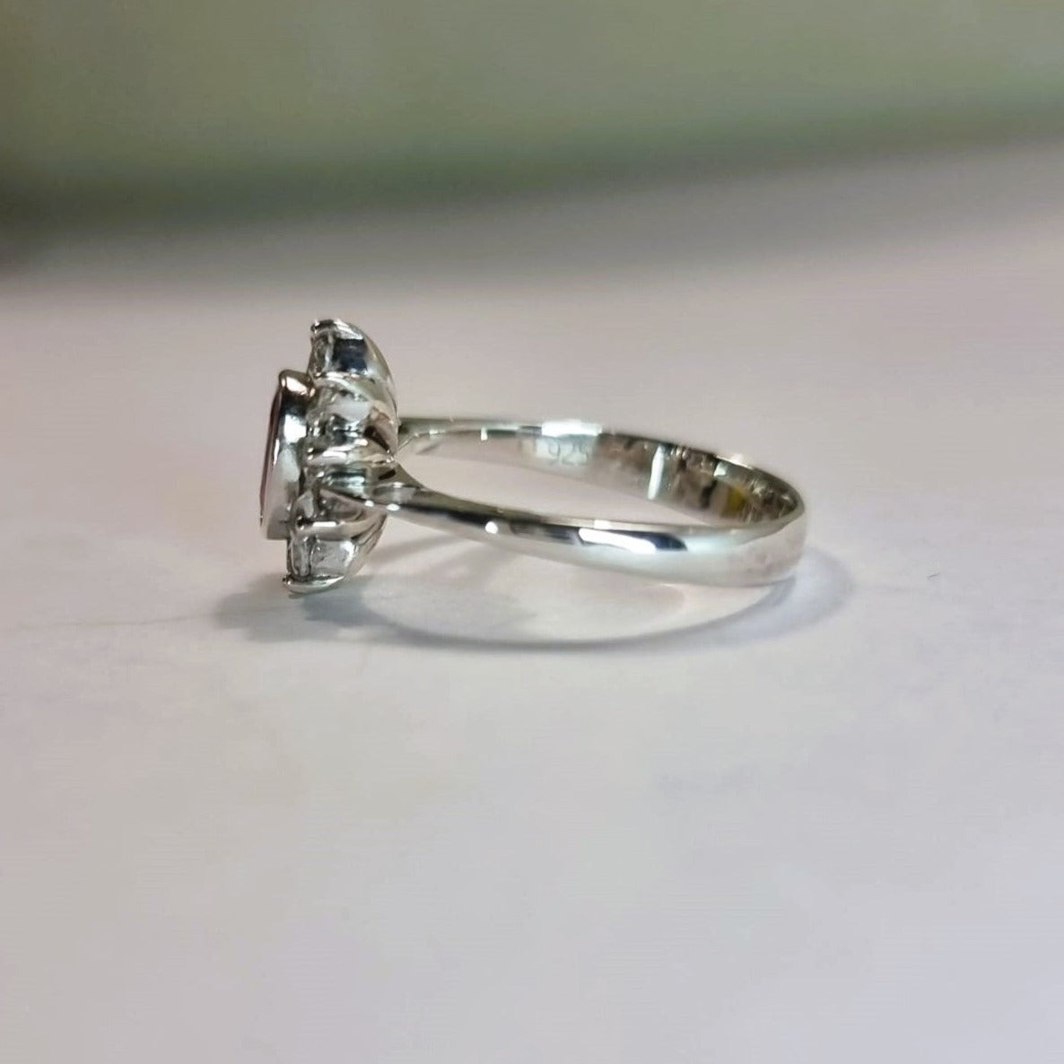1ct Oval Red Ruby and White Sapphire Engagement Ring - Hanna Boya