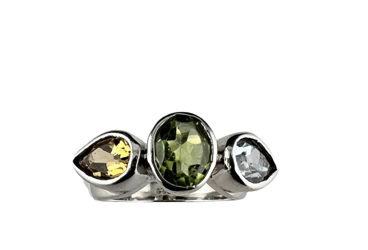 Tri-Gemstone Peridot, Citrine & Topaz Dome Ring - Hanna Boya