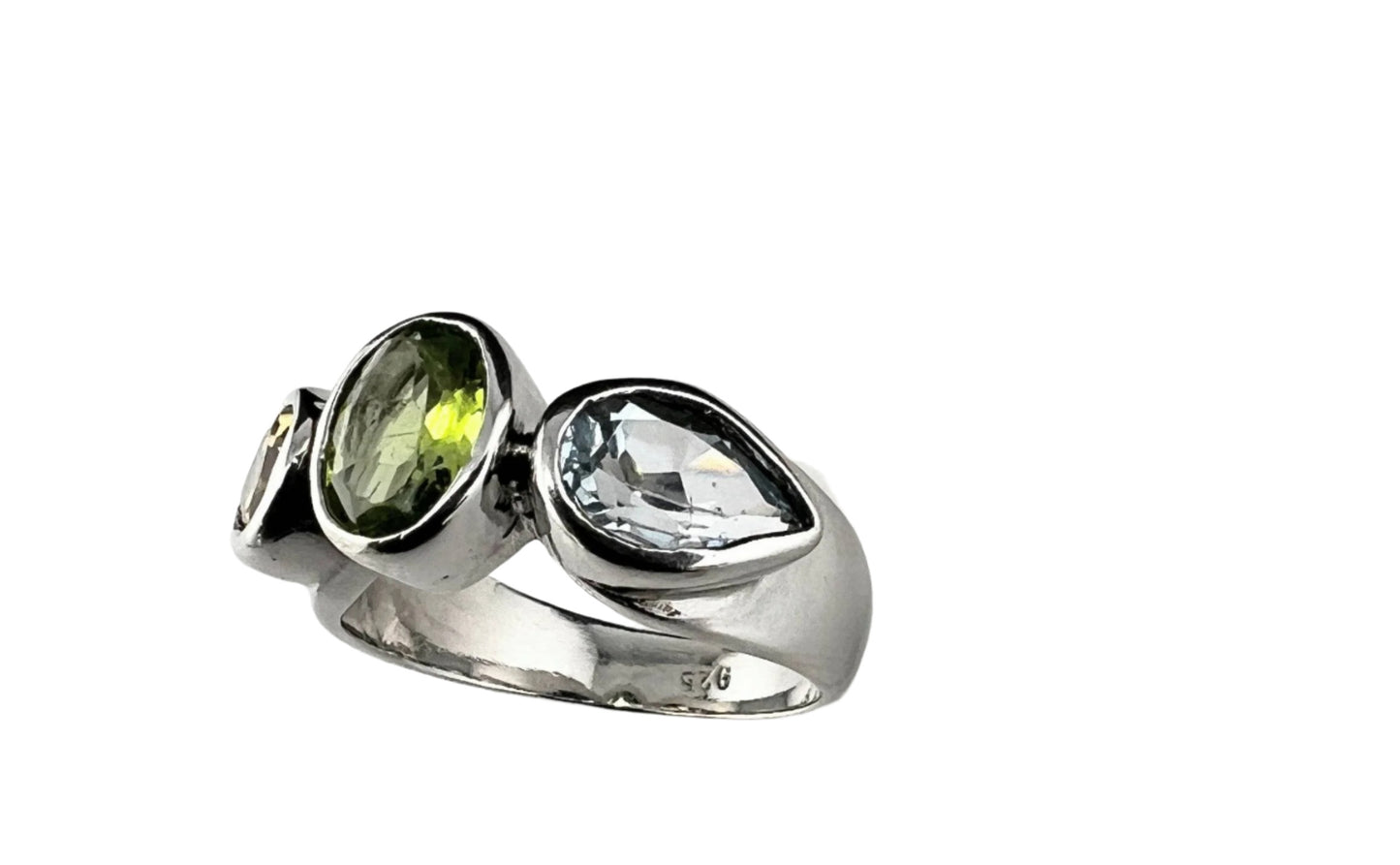 Tri-Gemstone Peridot, Citrine & Topaz Dome Ring - Hanna Boya