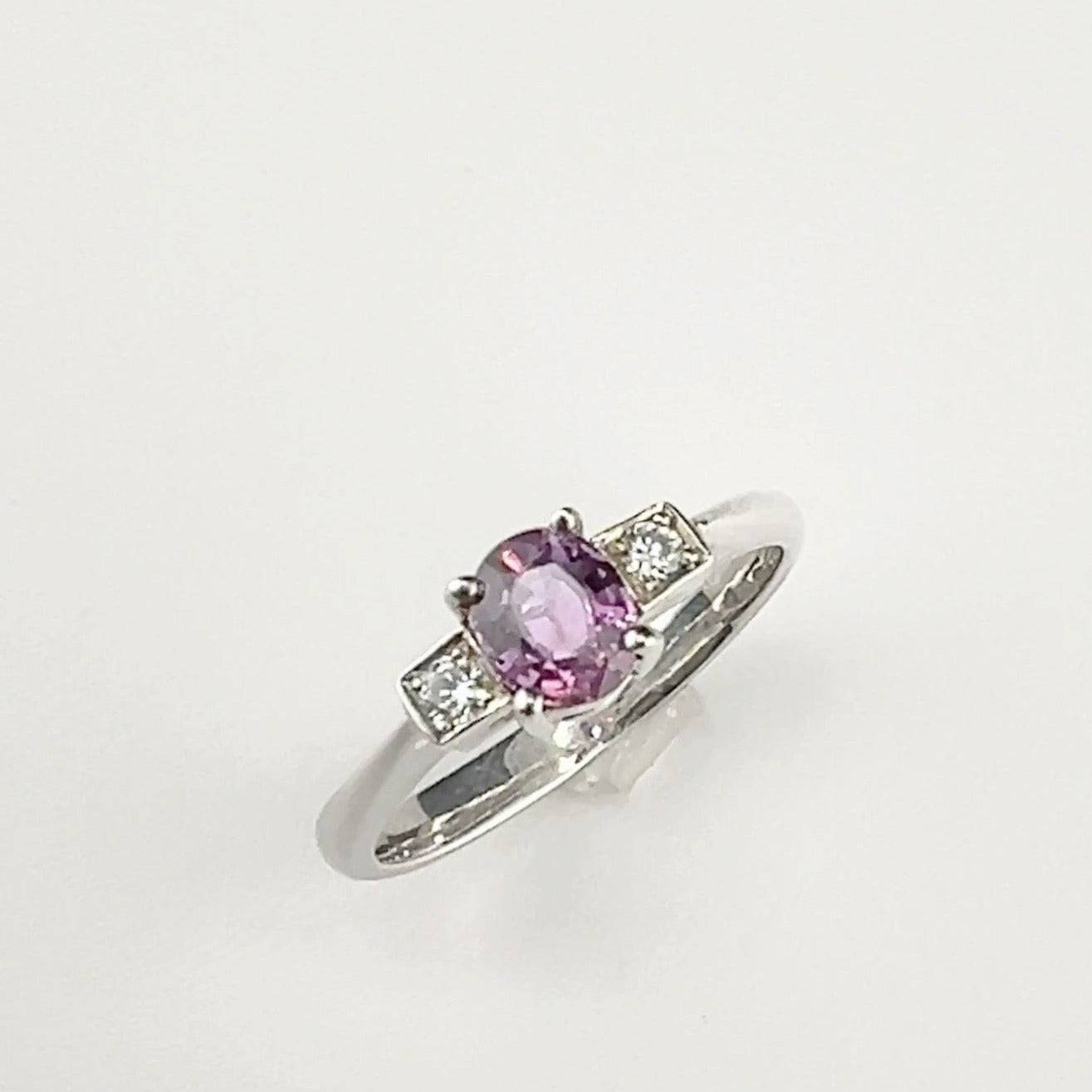 1ct Oval-Cut Natural Pink Sapphire Ring with Zircon Accents - Hanna Boya