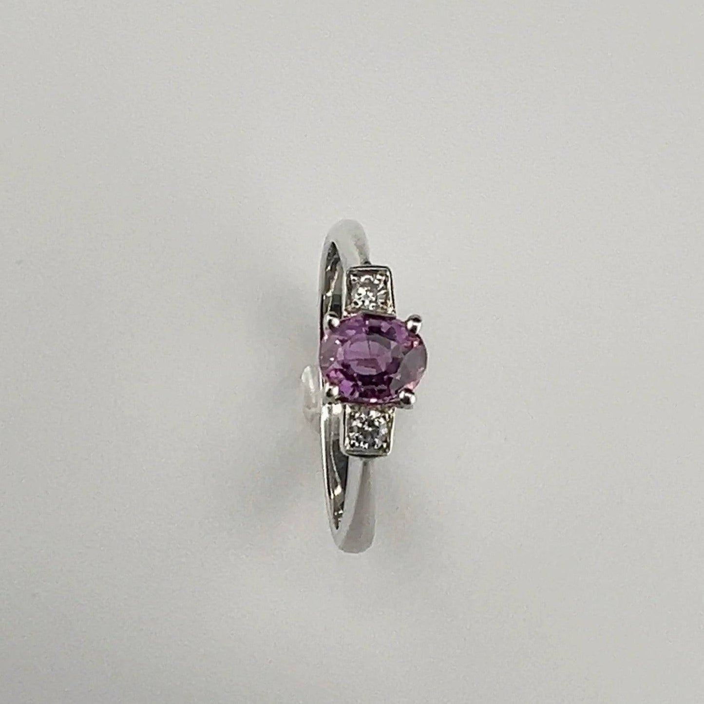 1ct Oval-Cut Natural Pink Sapphire Ring with Zircon Accents - Hanna Boya