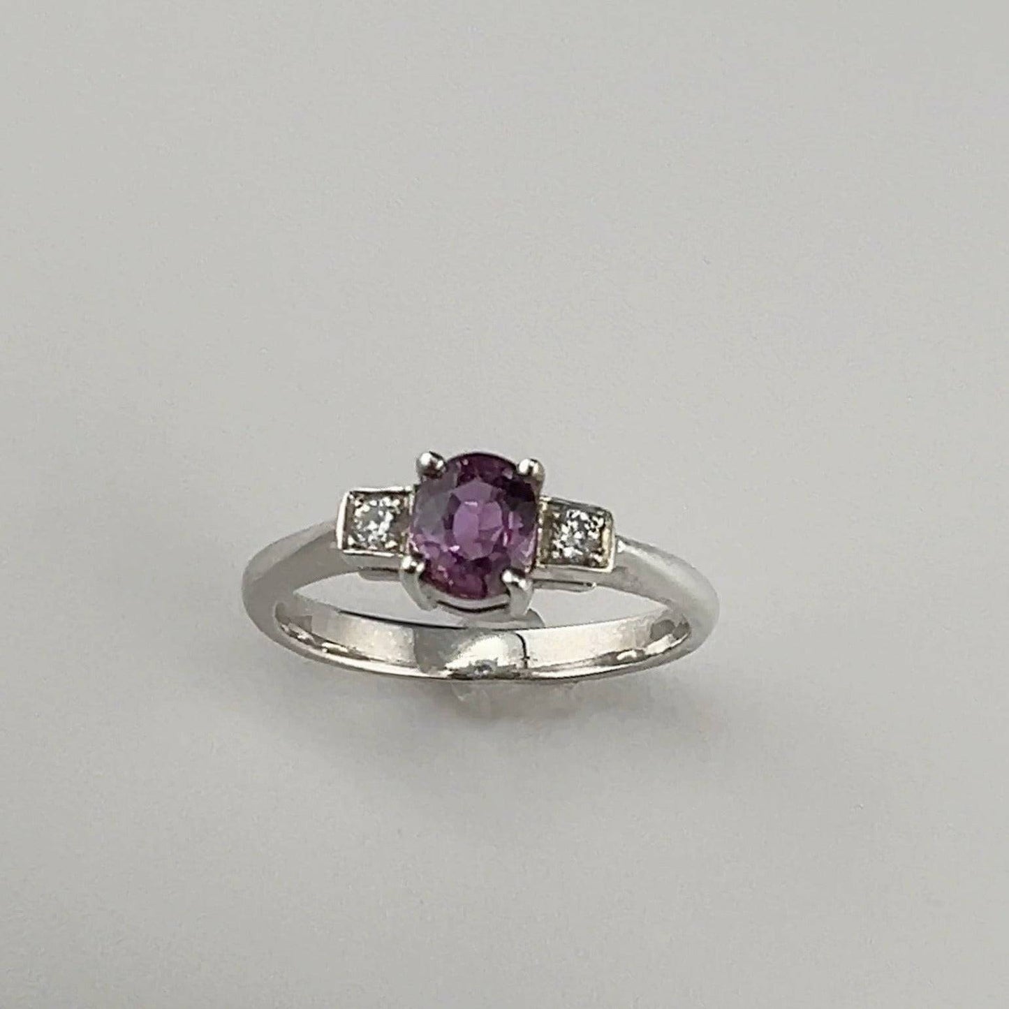 1ct Oval-Cut Natural Pink Sapphire Ring with Zircon Accents - Hanna Boya