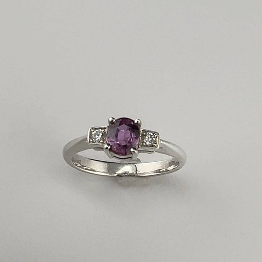 1ct Oval-Cut Natural Pink Sapphire Ring with Zircon Accents - Hanna Boya