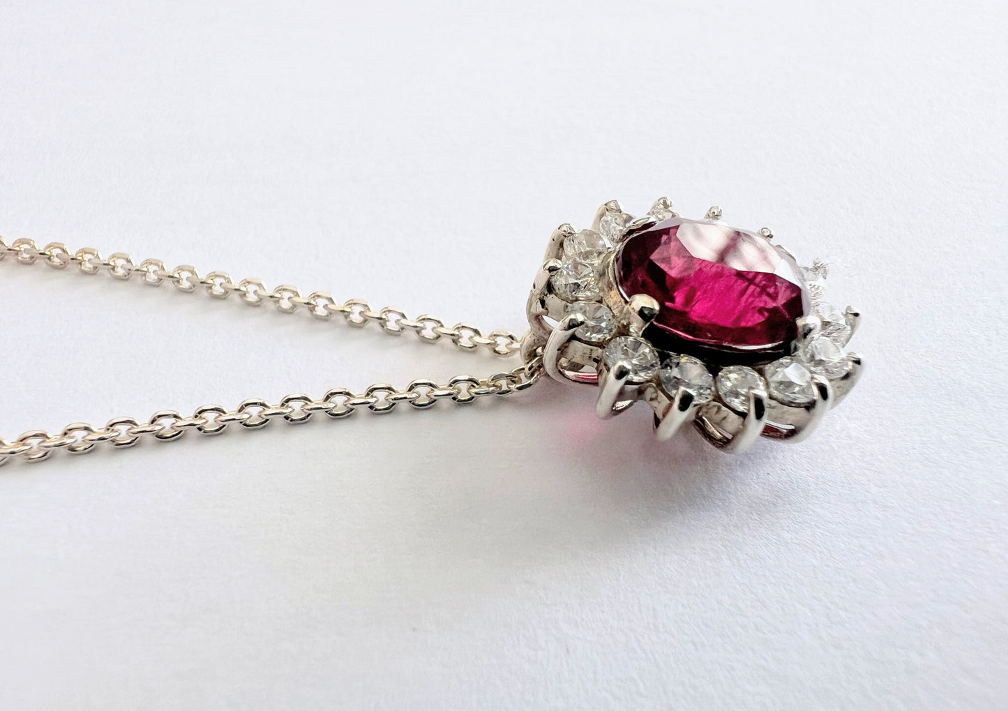 3ct Oval Pink Tourmaline Pendant Necklace - Hanna Boya