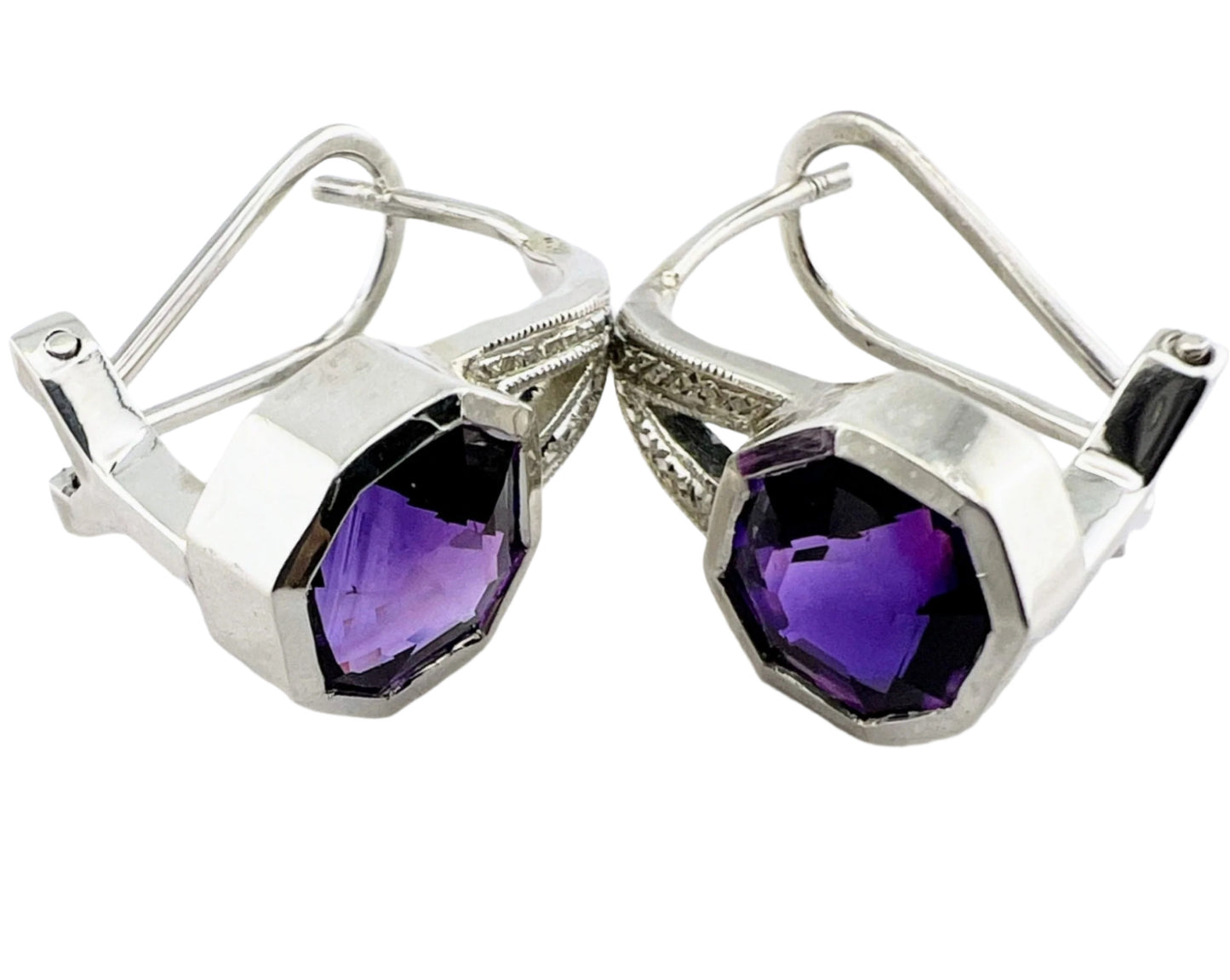 Amethyst Lever-back Sterling Silver Earrings - Hanna Boya