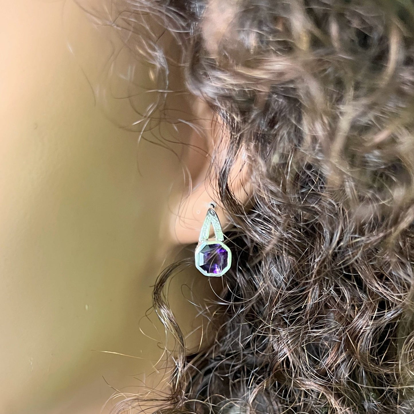 Amethyst Lever-back Sterling Silver Earrings - Hanna Boya
