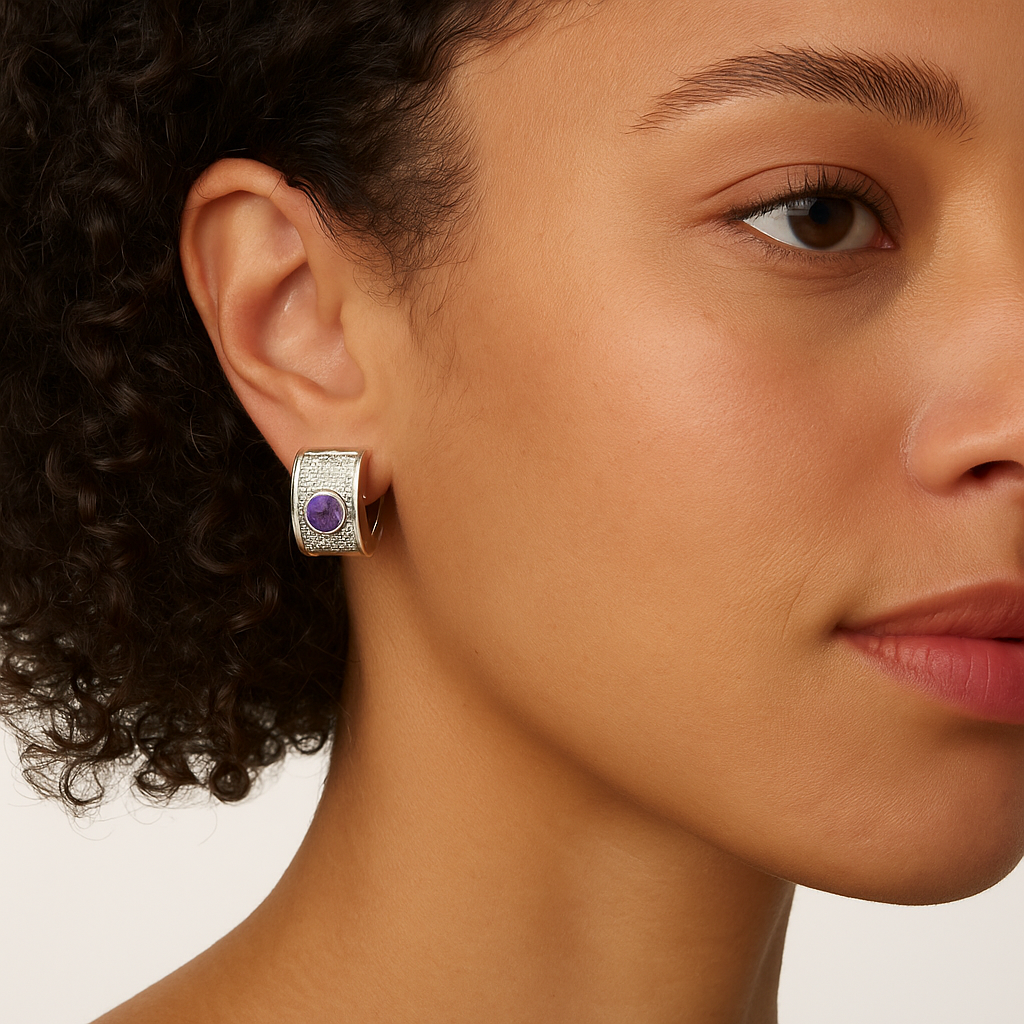 Handmade BENYA Amethyst Lever-Back Earrings - Hanna Boya