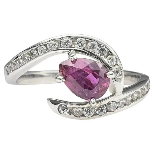 1.5ct Pear Cut Natural Pink Sapphire Ring - Hanna Boya